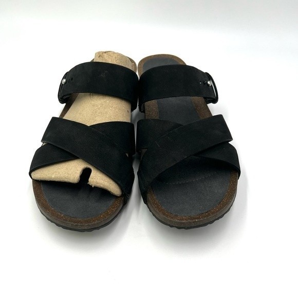 Teva Women's Mahonia Black Leather Slip On Slides Sandals Shoes Size 10.5 NEW - Picture 3 of 14